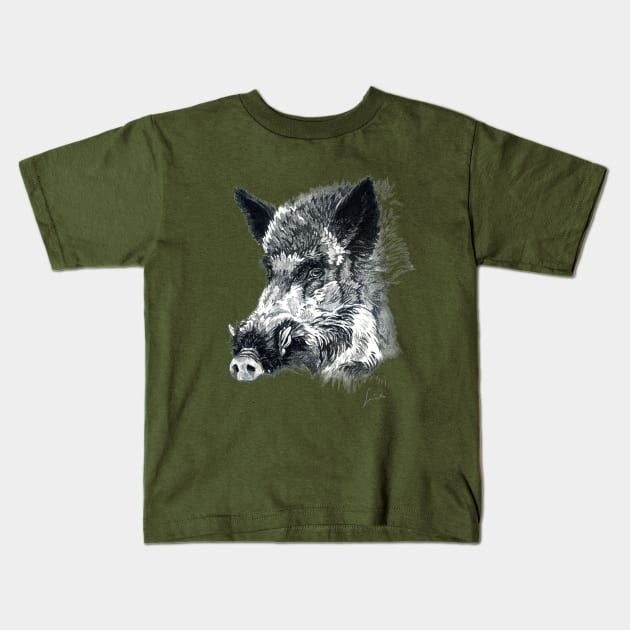 Wild boar head Kids T-Shirt by SakalDesign